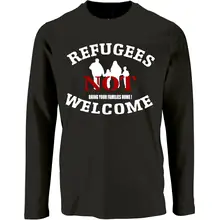Herren Langarm Shirt - Refugees not welcome Vorderseite