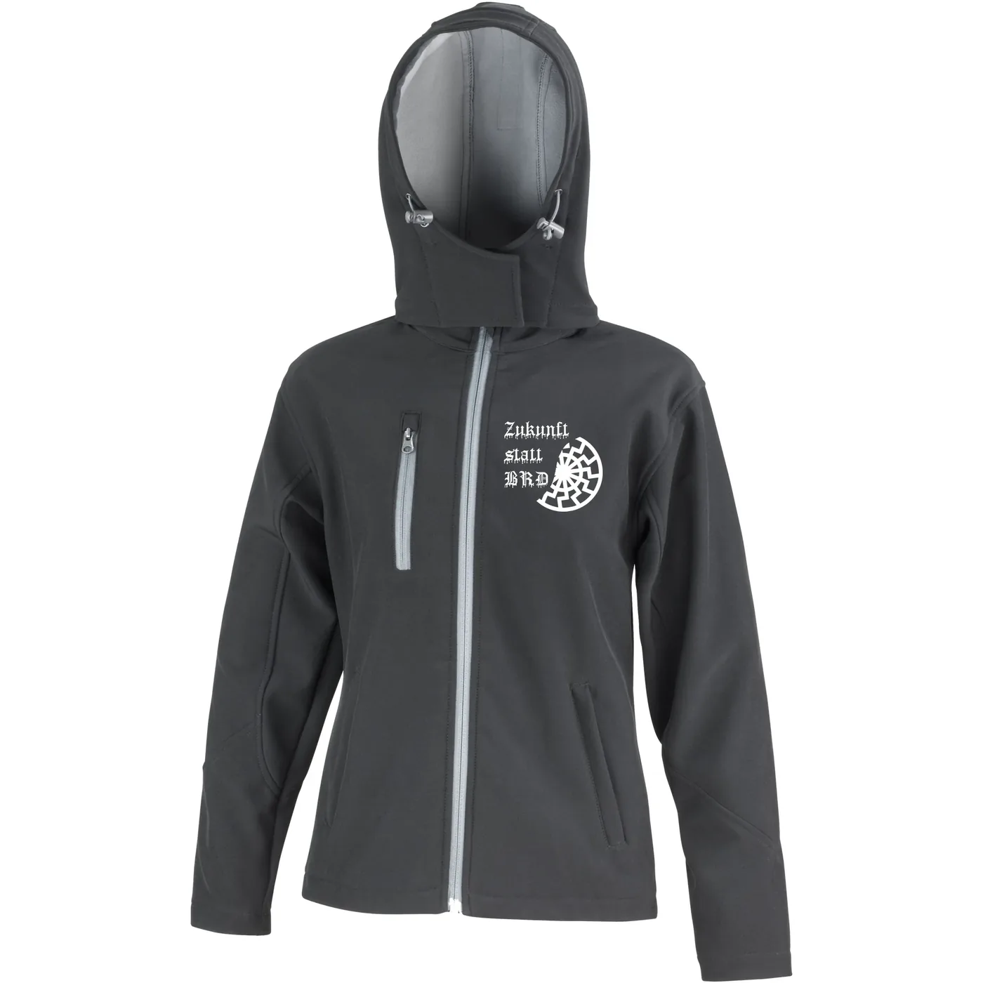 Bestickte Damen Softshell Kapuzenjacke - Zukunft statt BRD
