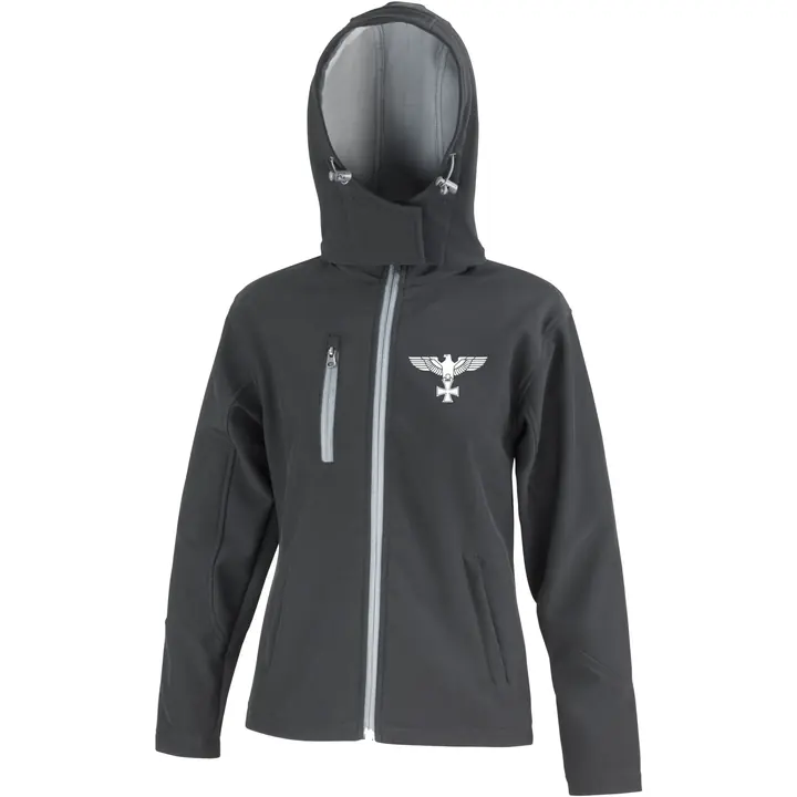Bestickte Damen Softshell Kapuzenjacke - Adler, Kreuz