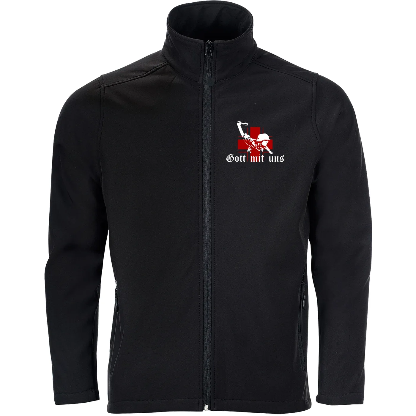 Bestickte Herren Softshelljacke "2-lagig" - Gott mit uns, Soldat
