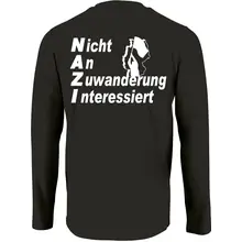 Herren Langarm Shirt - Nicht an Zuwanderung interessiert, Fahne Rückseite
