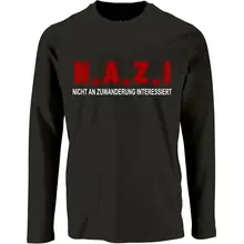 Herren Langarm Shirt - Nicht an Zuwanderung interessiert, Fahne Vorderseite