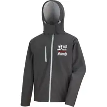 Bestickte Herren Softshell Kapuzenjacke - Klagt nicht kämpft, Schwert Vorderseite
