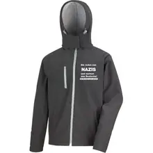 Bestickte Herren Softshell Kapuzenjacke - Sie reden von Nazis Vorderseite
