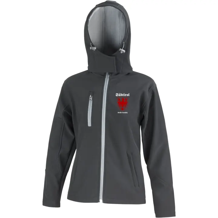 Bestickte Damen Softshell Kapuzenjacke - Südtirol bleibt deutsch