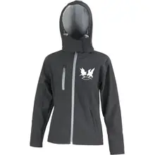 Bestickte Damen Softshell Kapuzenjacke - Hugin Munin - gewählte Variante