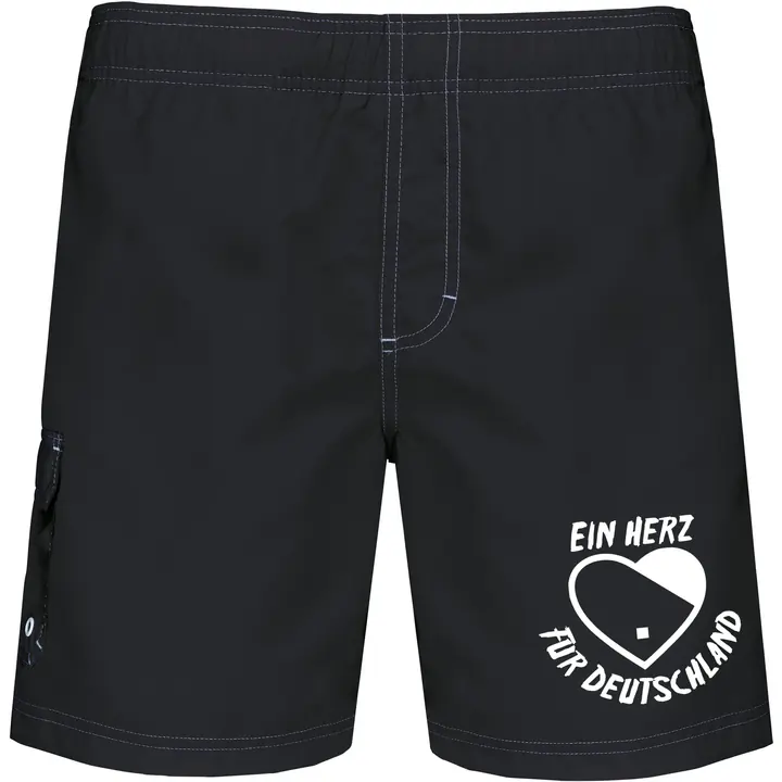 Bestickte Herren Badehose - Ein Herz für Deutschland