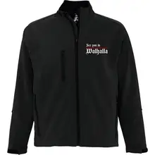 Bestickte Damen Softshelljacke "3-lagig" - See you in Walhalla, Strich Vorderseite