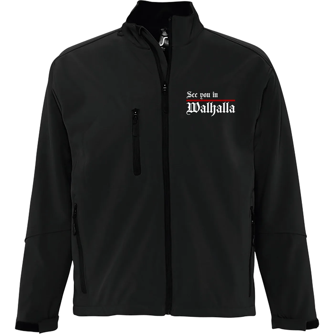 Bestickte Damen Softshelljacke "3-lagig" - See you in Walhalla, Strich
