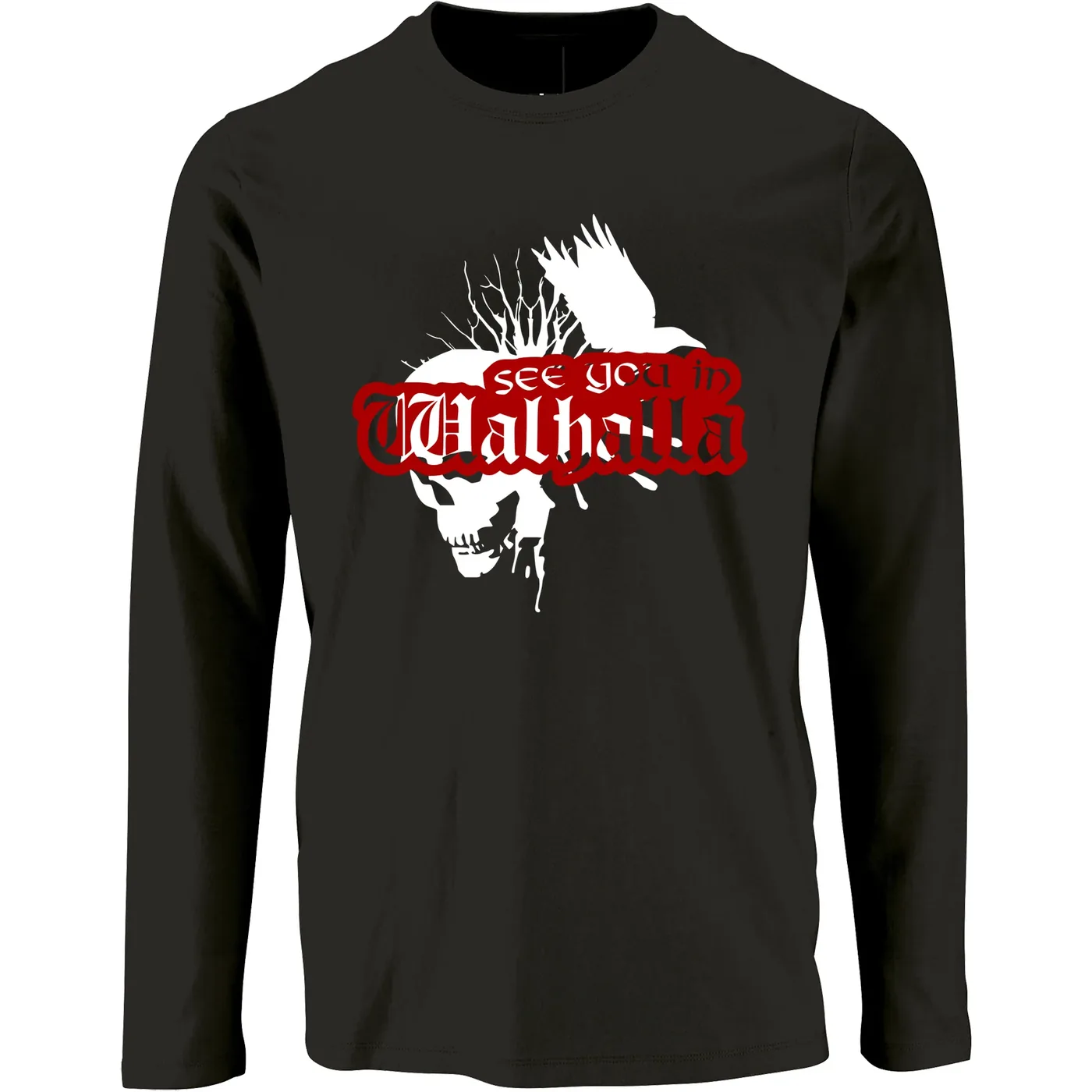 Herren Langarm Shirt - See you in Walhalla, Totenkopf