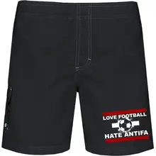 Bestickte Herren Badehose - Love Football hate Antifa Vorderseite