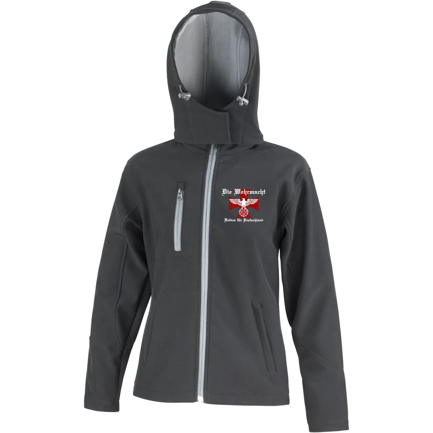 Bestickte Damen Softshell Kapuzenjacke - Die Wehrmacht, Helden für Deutschland