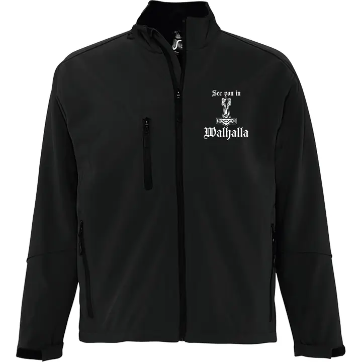Bestickte Damen Softshelljacke "3-lagig" - See you in Walhalla Thorhammer