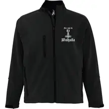 Bestickte Damen Softshelljacke "3-lagig" - See you in Walhalla Thorhammer Vorderseite