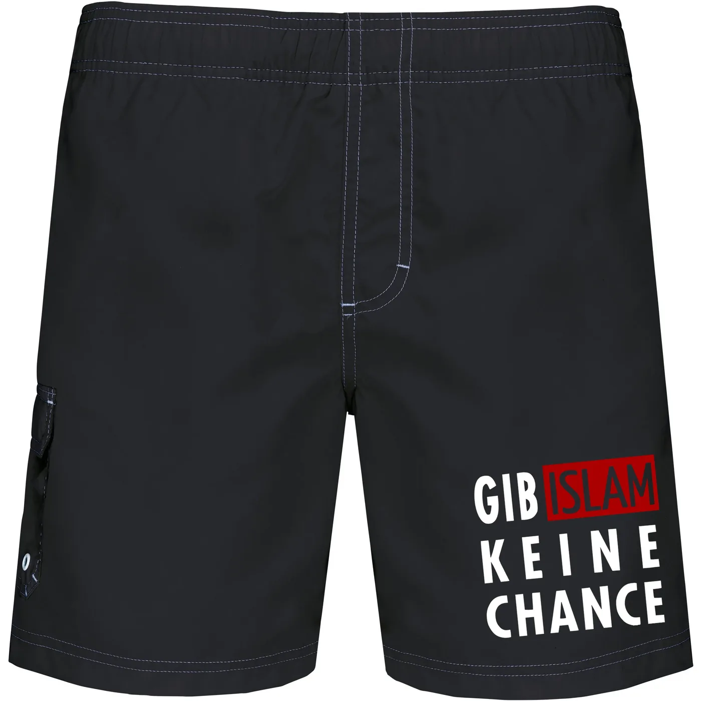 Bestickte Herren Badehose - Gib Islam keine Chance