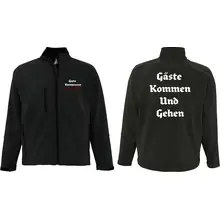 Bestickte Damen Softshelljacke "3-lagig" - Gute Heimreise Vorder- und Rückseite
