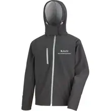 Bestickte Herren Softshell Kapuzenjacke - Nazi nicht an Zuwanderung interessiert Vorderseite