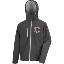 Bestickte Herren Softshell Kapuzenjacke - Thüringen, ehre stolz treue Vorderseite