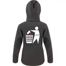 Bestickte Damen Softshell Kapuzenjacke - Keinen Bock auf Zecken Rückseite