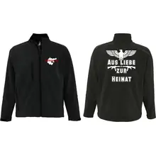 Bestickte Herren Softshelljacke "3-lagig" - Aus liebe zur Heimat Vorder- und Rückseite
