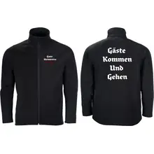 Bestickte Herren Softshelljacke "2-lagig" - Gute Heimreise Vorder- und Rückseite