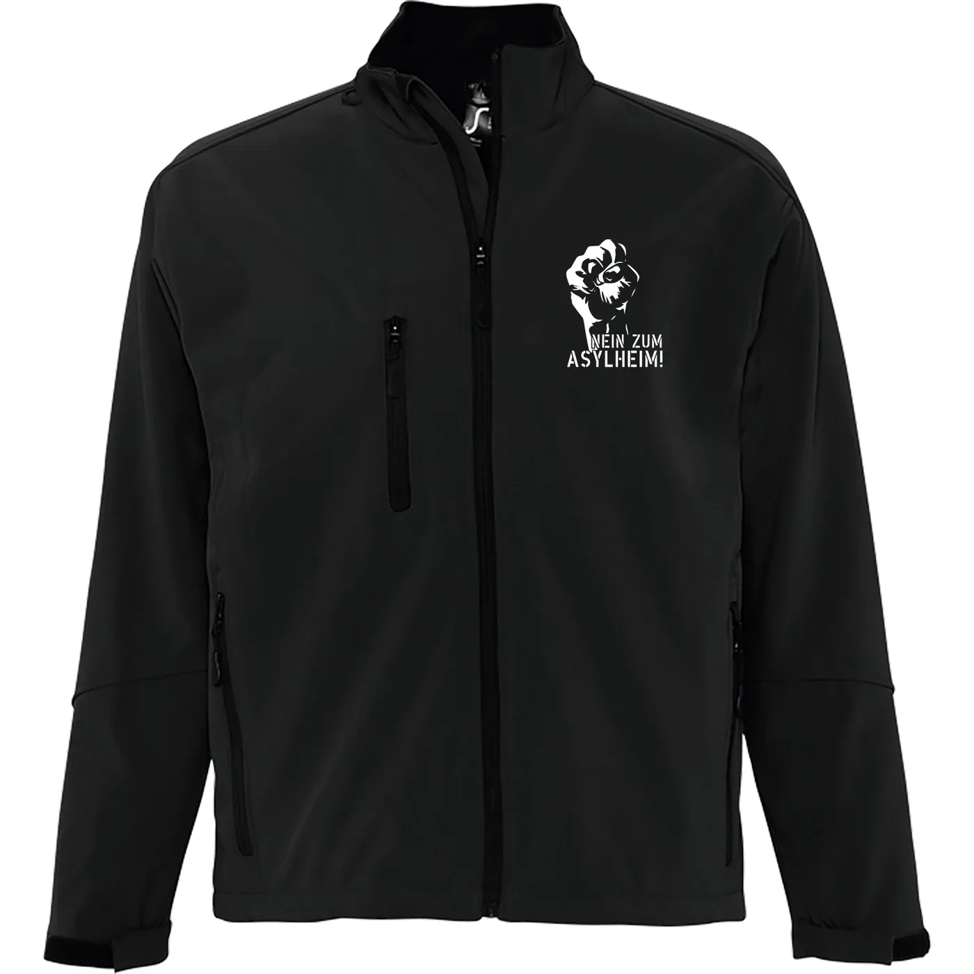 Bestickte Damen Softshelljacke "3-lagig" - Nein zum Asylheim