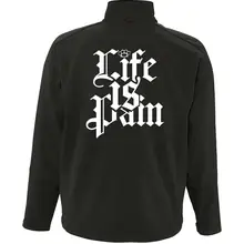 Bestickte Damen Softshelljacke "3-lagig" - Life is Pain Rückseite