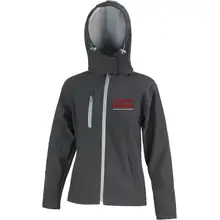 Bestickte Damen Softshell Kapuzenjacke - Blutendes Deutschland Vorderseite