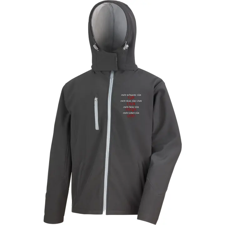 Bestickte Herren Softshell Kapuzenjacke - Mein Schwert für Tyr