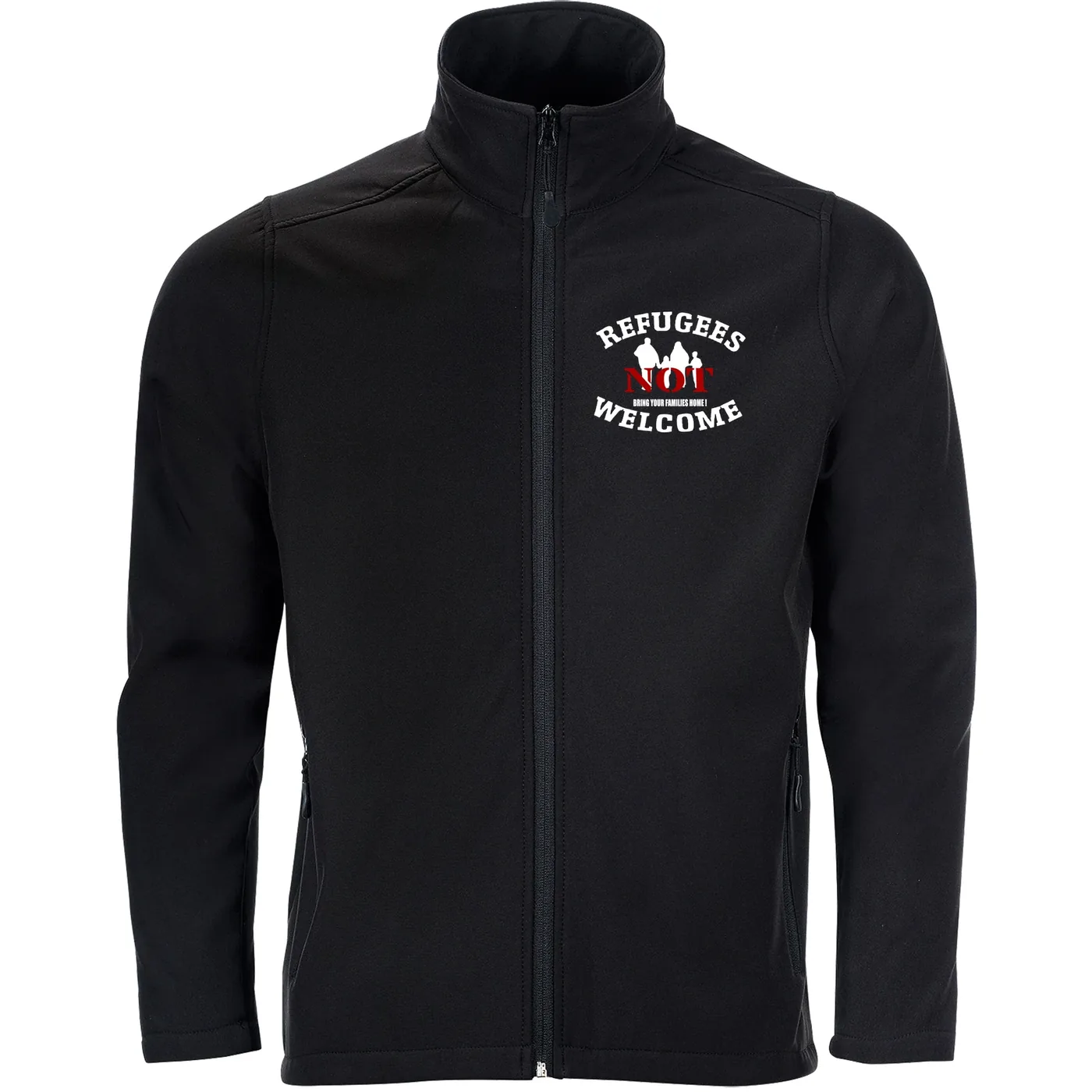 Bestickte Herren Softshelljacke "2-lagig" - Refugees not welcome
