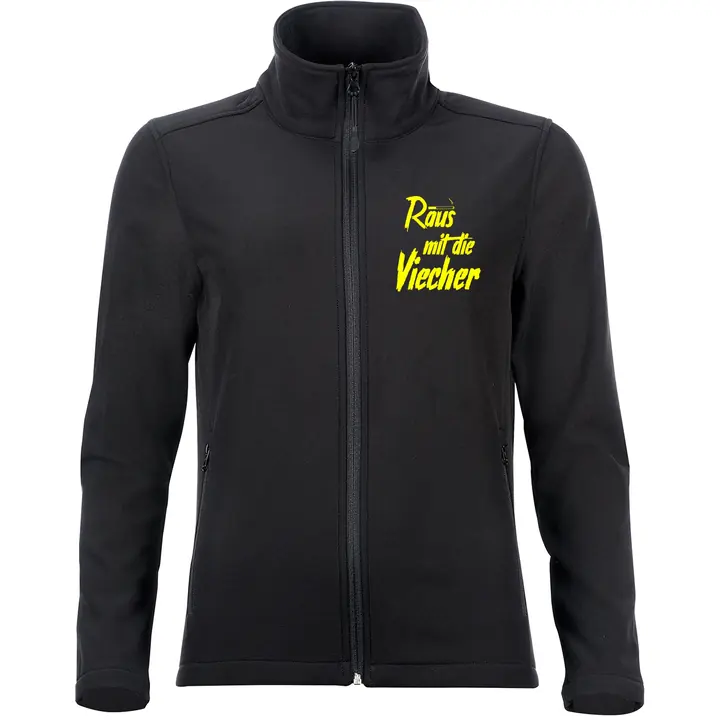 Bestickte Damen Softshelljacke "2-lagig" - Raus mit die Viecher