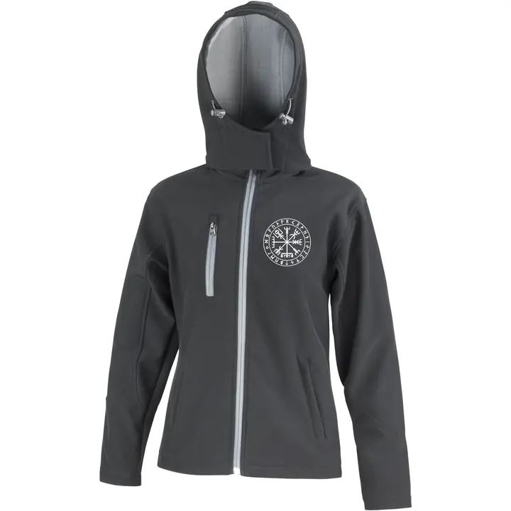 Bestickte Damen Softshell Kapuzenjacke - Vegvisir