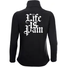 Bestickte Damen Softshelljacke "2-lagig" - Life is Pain Rückseite