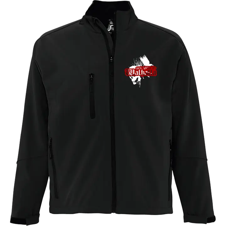 Bestickte Herren Softshelljacke "3-lagig" - See you in Walhalla, Totenkopf