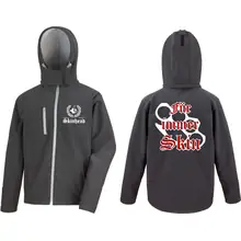 Bestickte Herren Softshell Kapuzenjacke - Für immer Skin Vorder- und Rückseite