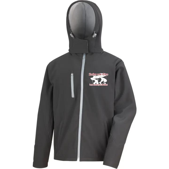 Bestickte Herren Softshell Kapuzenjacke - Ruhm und Ehre dem deutschen Soldat