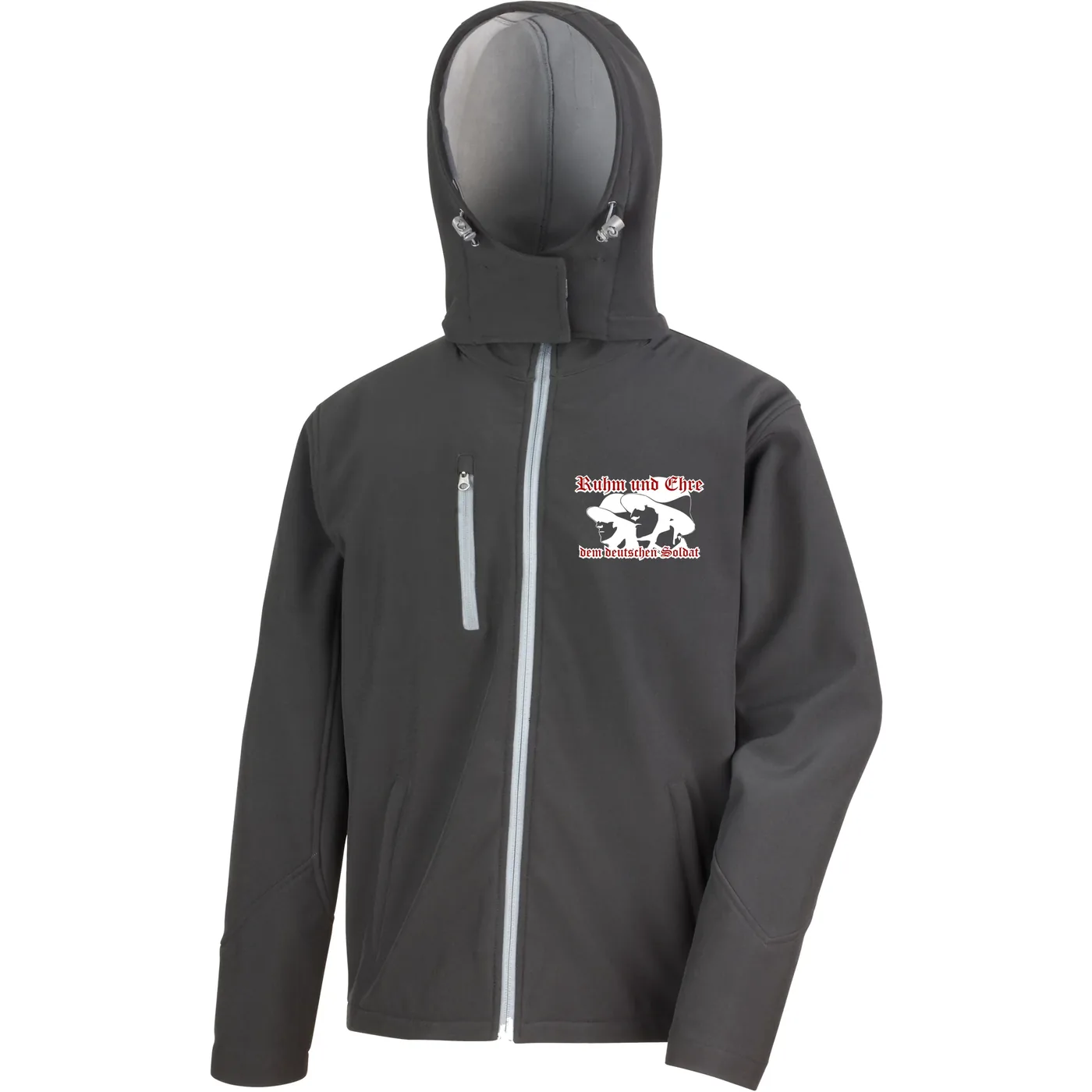 Bestickte Herren Softshell Kapuzenjacke - Ruhm und Ehre dem deutschen Soldat
