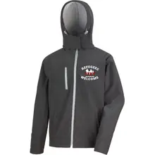 Bestickte Herren Softshell Kapuzenjacke - Refugees not welcome Vorderseite