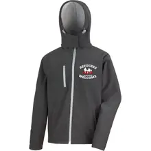 Bestickte Herren Softshell Kapuzenjacke - Refugees not welcome - gewählte Variante