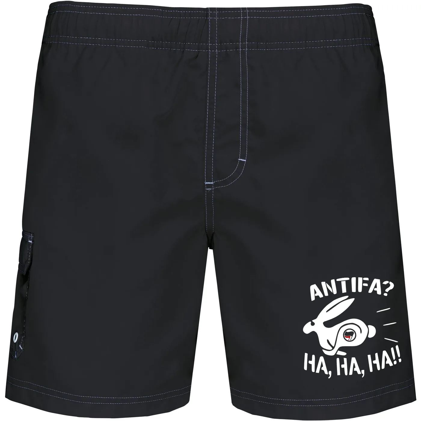 Bestickte Herren Badehose - Antifa, ha ha ha