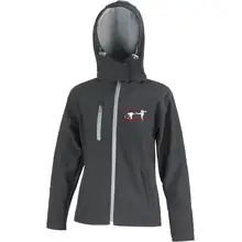 Bestickte Damen Softshell Kapuzenjacke - Antifa heißt Opfer bringen Vorderseite