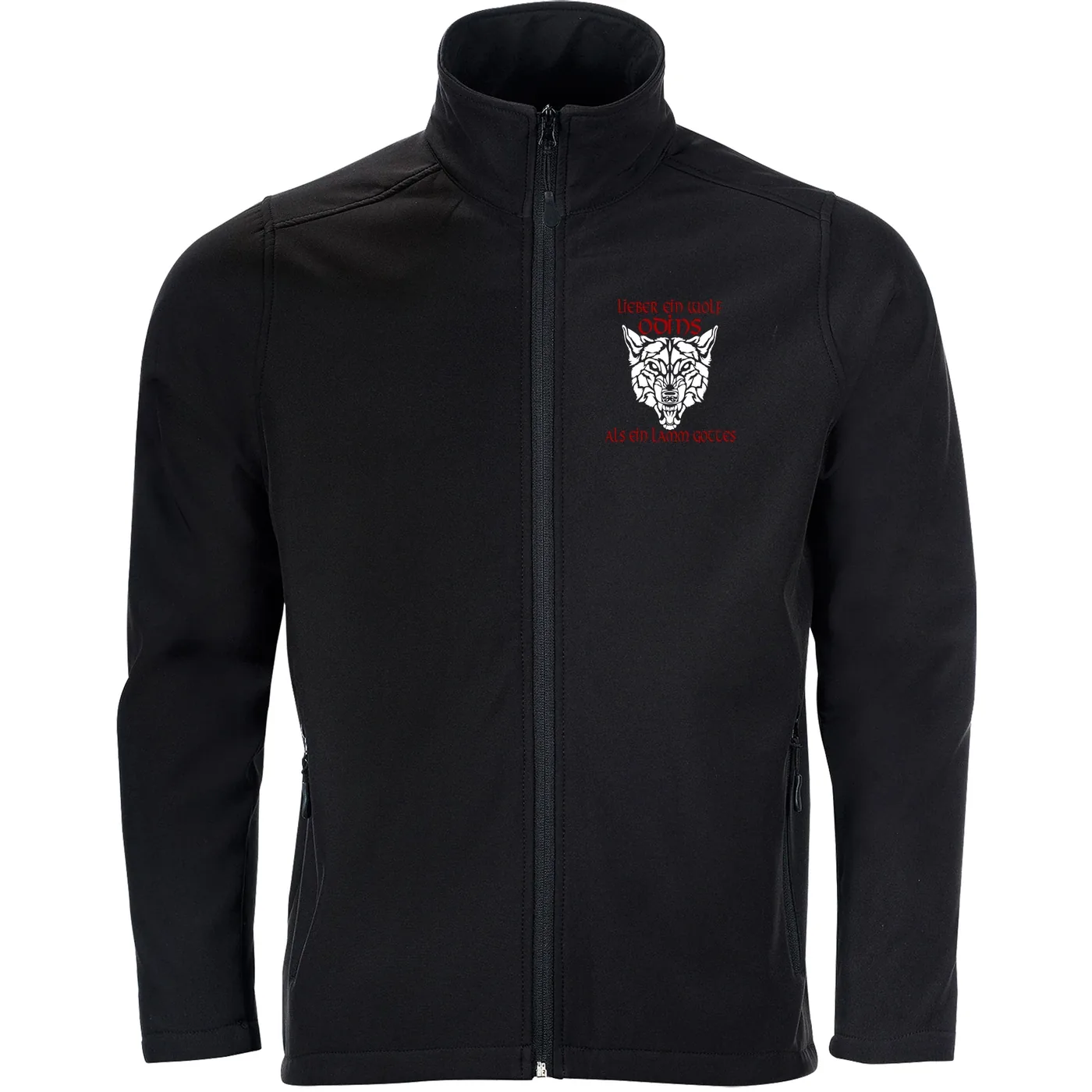 Bestickte Herren Softshelljacke "2-lagig" - Lieber ein Wolf Odins als ein Lamm Gottes