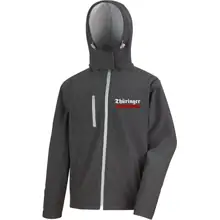 Bestickte Herren Softshell Kapuzenjacke - Thüringer, wir bereuen nicht Vorderseite