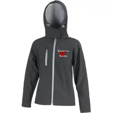 Bestickte Damen Softshell Kapuzenjacke - Kinder des Reiches - gewählte Variante