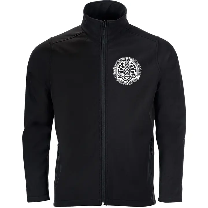 Bestickte Herren Softshelljacke "2-lagig" - Schwarze Sonne, Thorhammer