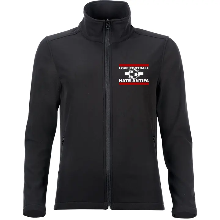 Bestickte Damen Softshelljacke "2-lagig" - Love Football hate Antifa