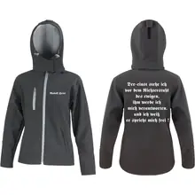 Bestickte Damen Softshell Kapuzenjacke - Rudolf Hess Vorder- und Rückseite