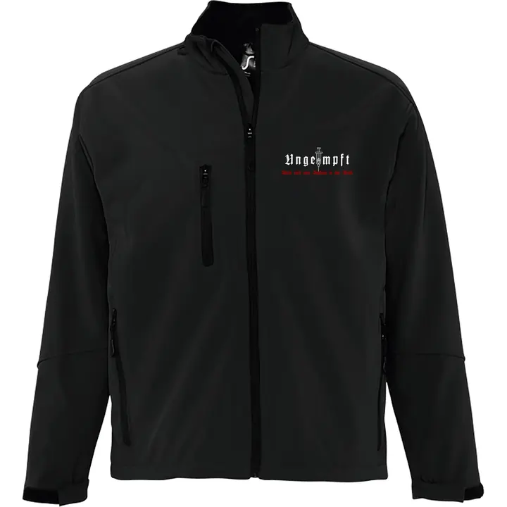Bestickte Damen Softshelljacke "3-lagig" - Ungeimpft, Steckt euch eure Impfung in den Arsch