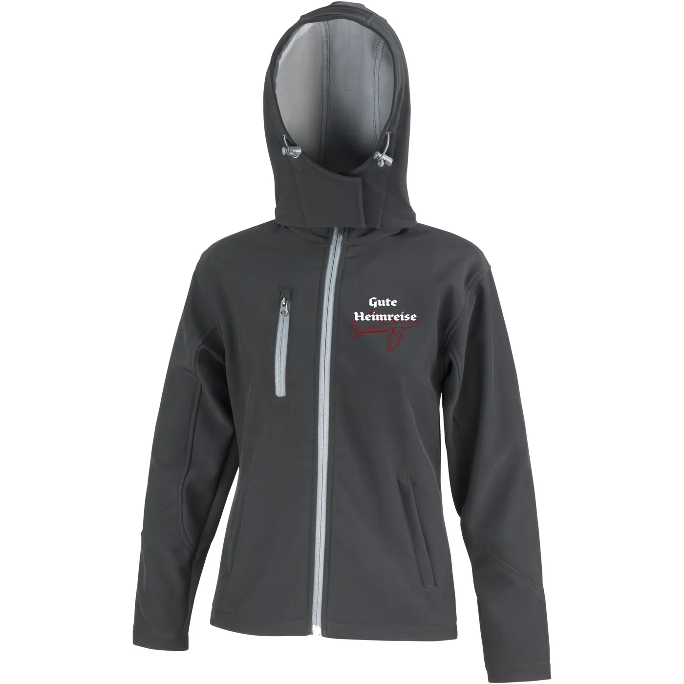 Bestickte Damen Softshell Kapuzenjacke - Gute Heimreise