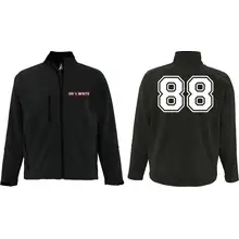 Bestickte Herren Softshelljacke "3-lagig" - 100% White Vorder- und Rückseite